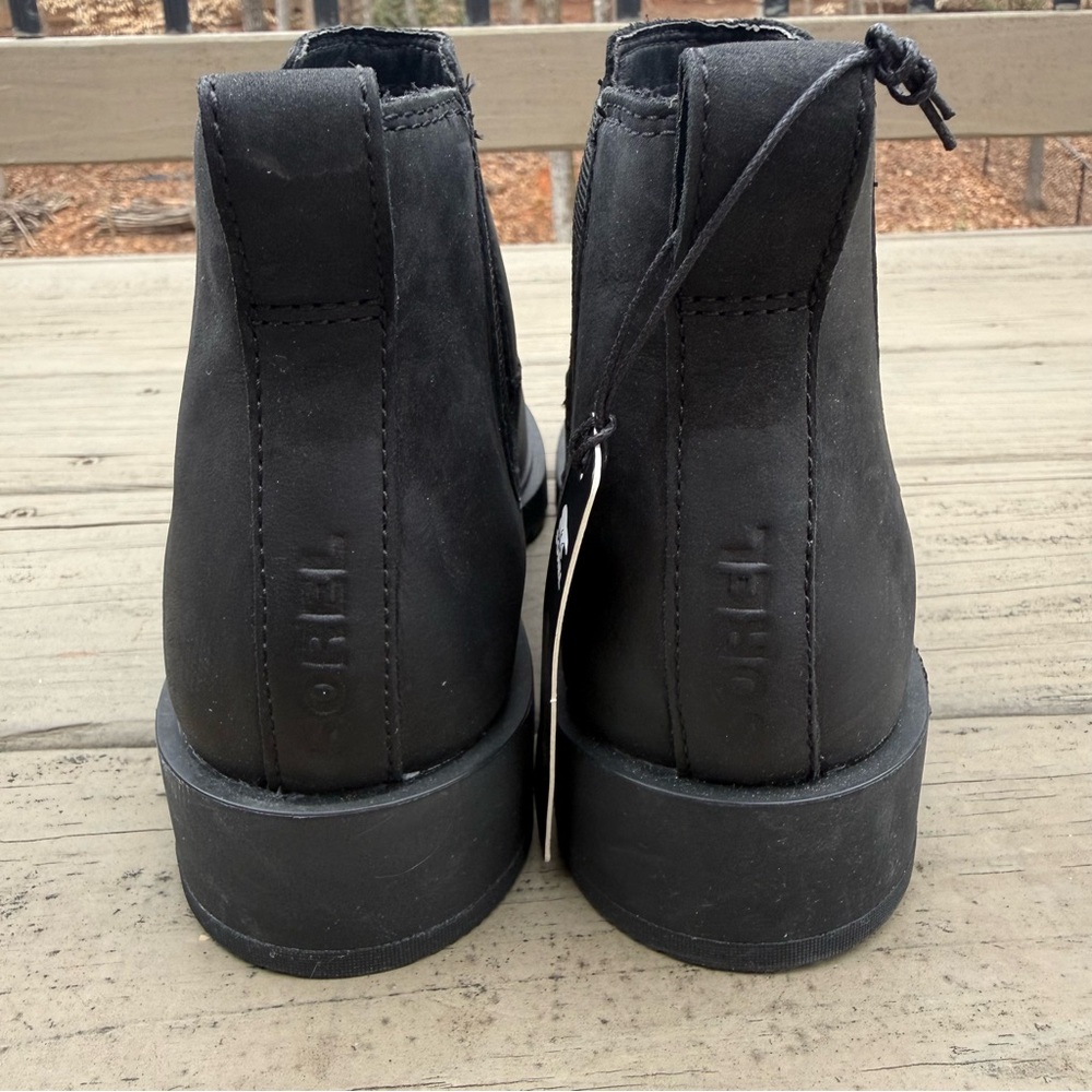 NWOB Sorel Emelie II Chelsea in Black Leather Bootie size 7 - Picture 9 of 15